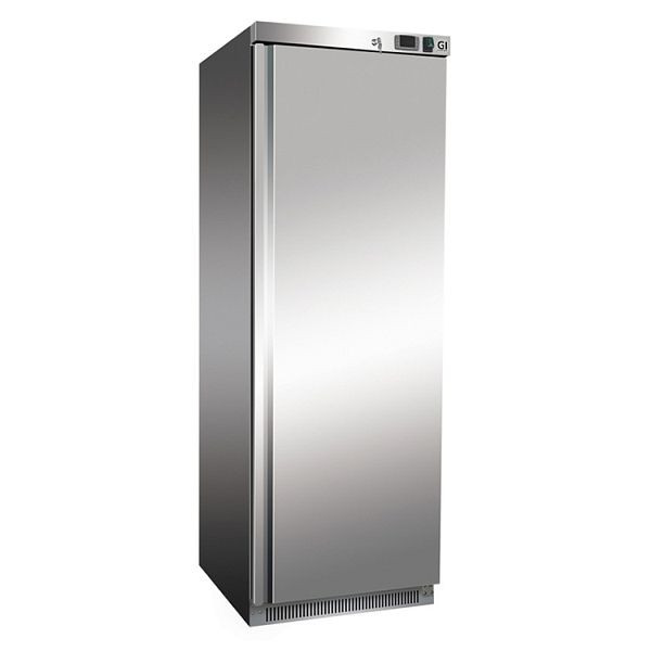 Refrigerador Gastro-Inox de acero inoxidable de 400 litros, refrigerado estáticamente con ventilador, capacidad neta 360 litros, 201.106