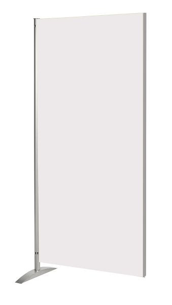 Kerkmann Metropol pantalla de privacidad, elemento de madera, blanco, A 800 x P 450 x Al 1750 mm, aluminio plateado/blanco, 45696410