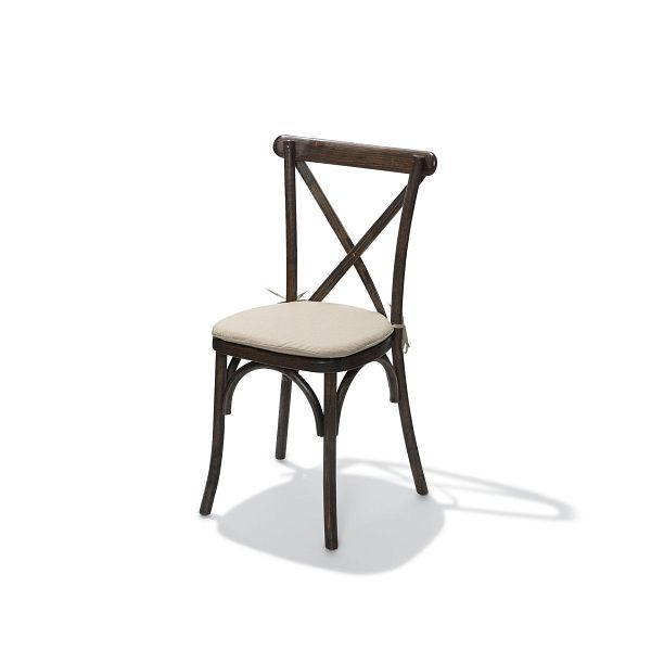 Cojín de asiento VEBA acolchado color crudo para silla de bar con respaldo cruzado, 46x45x2cm (AnxPrxAl), 50100CSHN