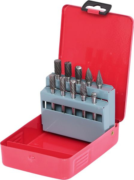 KS Tools Juego de fresas HM, casete de chapa de acero, 10 piezas, 515.3210