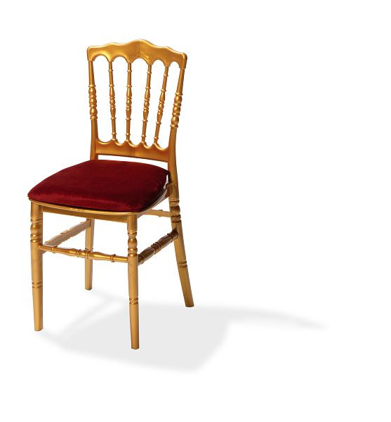 Cojín de asiento VEBA de terciopelo burdeos para silla Napoleon/Tiffany, 38,5x40x2,5cm (AnxPrxAl), 50400CBR
