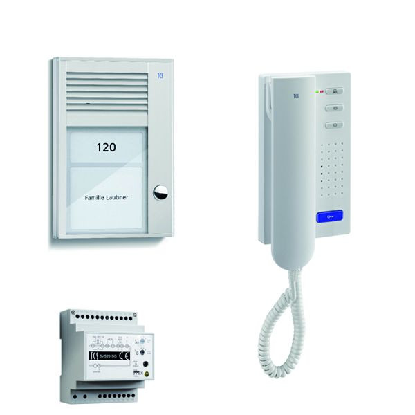 Sistema de control de puerta TCS audio: paquete AP para 1 unidad residencial, con estación exterior PAK 1 botón de timbre, 1x portero automático ISH3130, unidad de control BVS20, PSC2110-0000