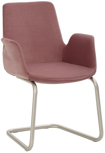 Sillón Mayer Sitzmöbel myHELIOS, asiento y respaldo de terciopelo rosa viejo, silla cantilever con recubrimiento en polvo negro, 2009_F4_30600