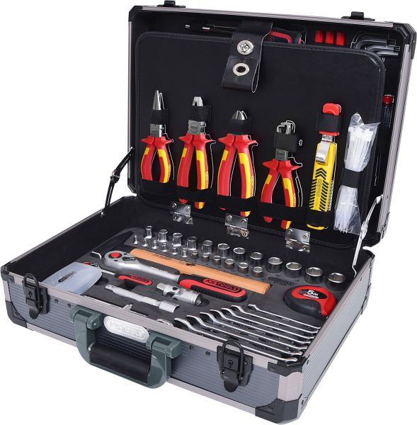 KS Tools Maletín de herramientas para electricista 1/4" + 1/2", 128 piezas, 911.0628