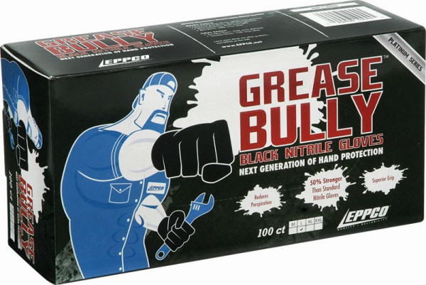 Kunzer guantes desechables de nitrilo negros "GREASE BULLY" talla L, paquete de 100, GREASE BULLY L