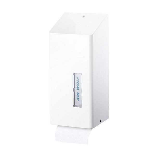 Dispensador de papel higiénico Air Wolf para hojas sueltas, serie Omega, Al x An x Pr: 300 x 143 x 116 mm, acero inoxidable blanco, 29-430