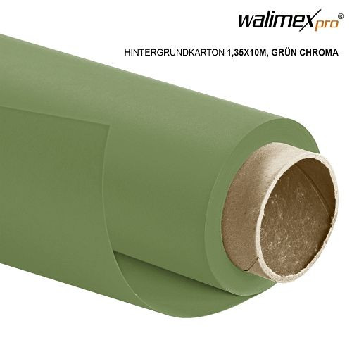 Cartulina de fondo walimex pro, 1,35x10m, croma verde, 22807