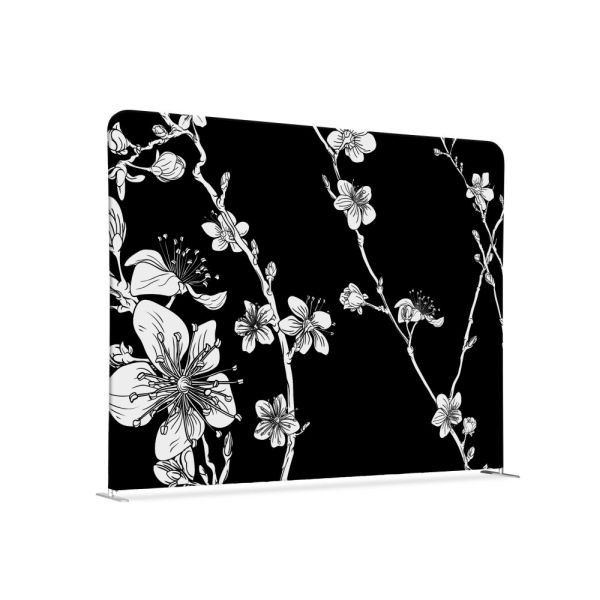 Showdown Displays Separador de ambientes textil 200-150 Doble abstracto Flor de cerezo japonés Negro, ZWS200-150SSK-DSI7