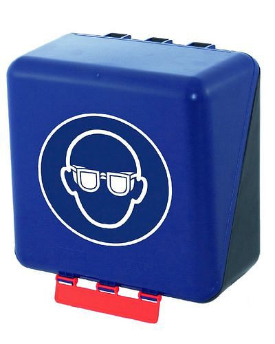 Caja midi DENIOS para guardar protección ocular, azul, 119-582