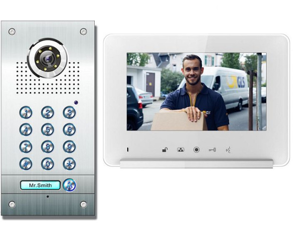 Anthell Electronics CK1-690S1-1 Kit de videoportero a color con código PIN de 1 familia con almacenamiento de imágenes, con monitor de 7"