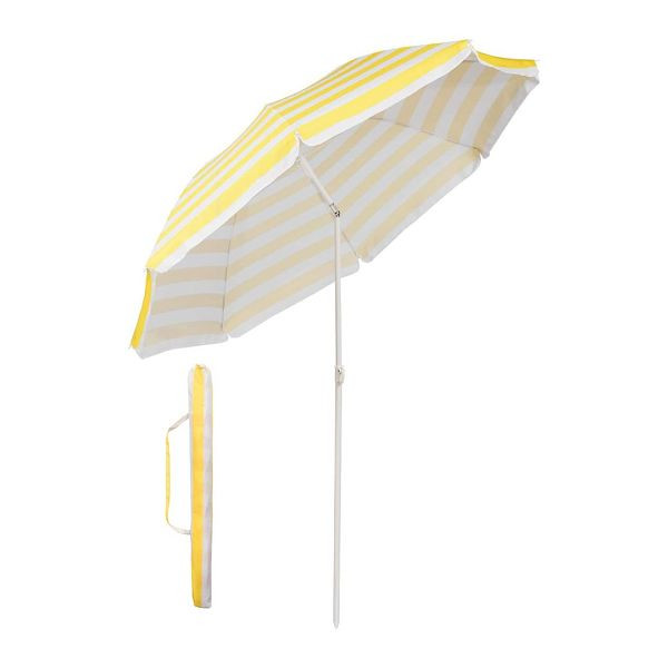 Sombrilla redonda Sekey® 160 cm, color: rayas amarillas y blancas, 39916003