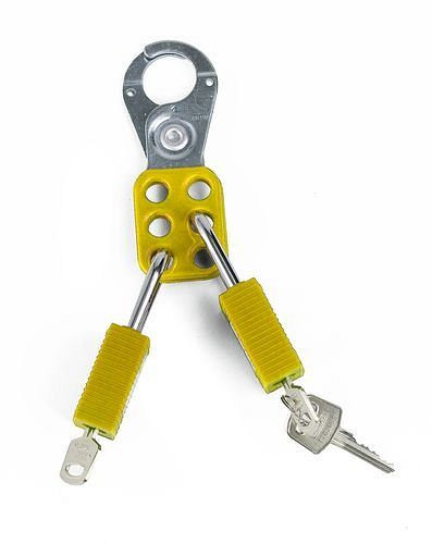 Clip cierre multiple DENIOS amarillo, anilla 25 mm, seguridad con hasta 6 cierres, 209-700