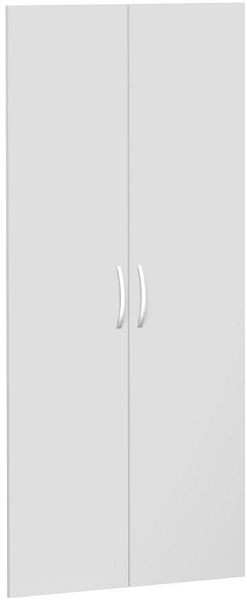 Juego de puertas batientes geramöbel para un ancho de armario de 800 mm, incluye amortiguador de puerta, sin cerradura, 5 alturas de carpeta, gris claro, S-385700-L