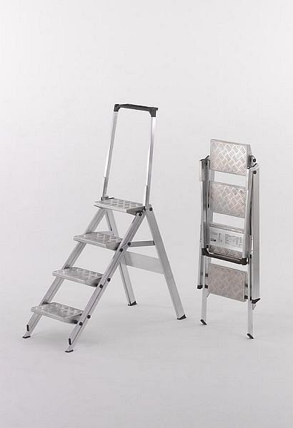 Escalera de seguridad WAKÜ Little Jumbo con barra de seguridad con peldaños de quinteto de aluminio, 420 B