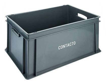 Caja de transporte apilable Contacto, alta 60 x 40 x 31 cm, gris, 2511/600