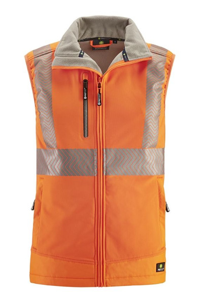 4PROTECT Chaleco softshell de alta visibilidad PARAMUS, naranja brillante, talla: S, paquete de 5, 3420-S