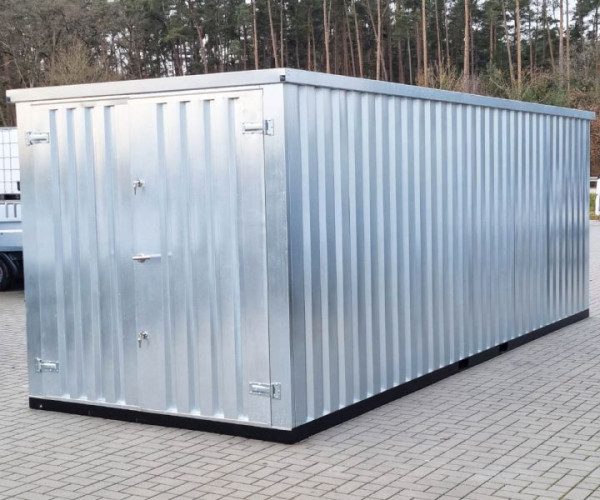 LagerContainerXXL Contenedor de almacenamiento de 5 metros con puertas dobles, gris plateado, A8589