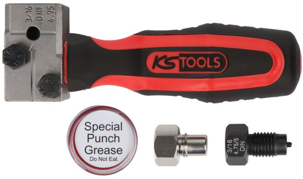 KS Tools FLAREFIXeco Juego de herramientas universales para abocardar cables de freno de 4,75 mm, 4 piezas, 122.1215