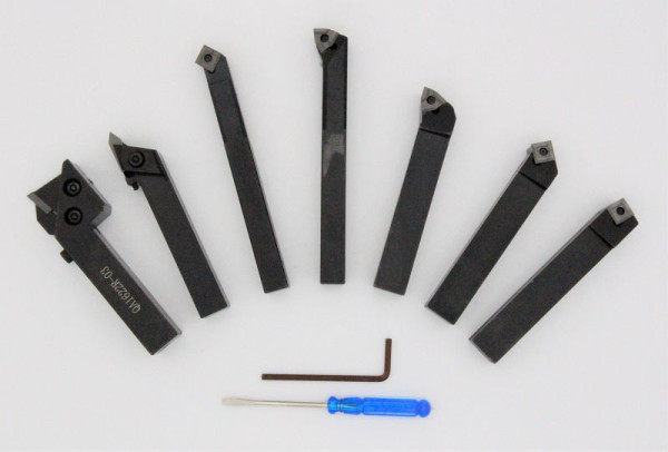 ELMAG Juego de herramientas para tornear plaquitas intercambiables, 7 piezas, 12 x 12 mm, 88066