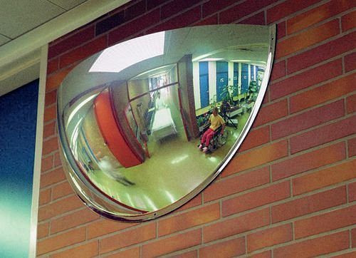Espejo panorámico DENIOS PS 180-6, de vidrio acrílico, 180°, para montaje en pared, 129-685