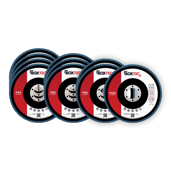 Discos de láminas profesionales BOXTEC AZUL 125 mm Discos de láminas INOX Discos de amolar paquete de 10 MIX set, 32951
