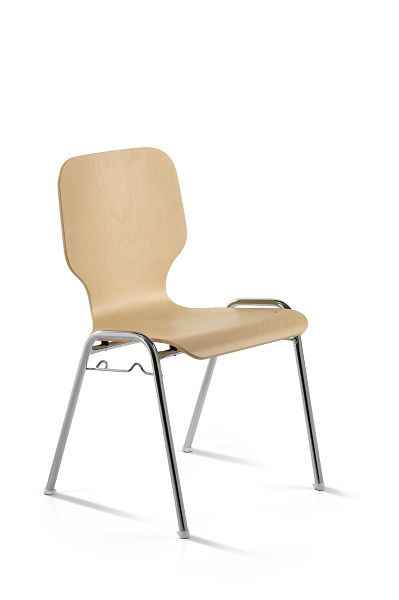 Mayer Sitzmöbel silla apilable myDARIO, asiento de madera contrachapada de haya, lacado natural, estructura cromada, 2115_01_91