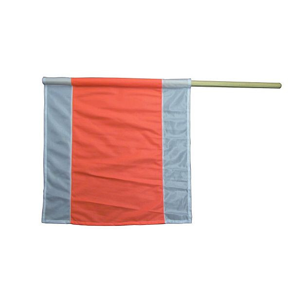 Bandera de advertencia NESTLE blanco/naranja/blanco, 50x50cm, textil resistente al desgarro en palo de madera, UE: 40 piezas, 19802000