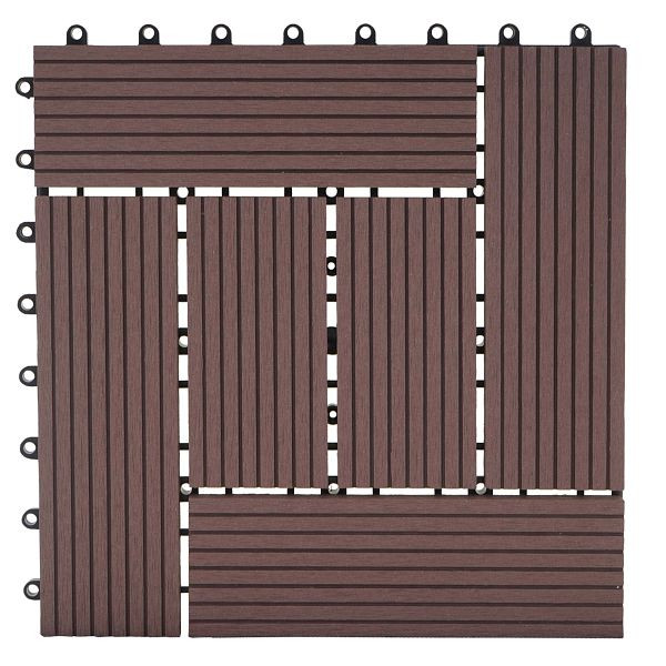 Mendler Baldosa de WPC Rhone, balcón/terraza con aspecto de madera, 11x cada 30x30cm = 1m², Premium, compensación de café, 57950