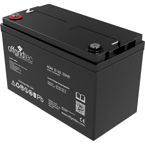 Offgridtec AGM 101Ah 20HR 12V - batería solar extremadamente resistente a los ciclos, 2-01-001004
