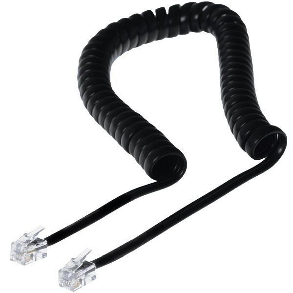 Cable en espiral para microteléfono Helos, corto, negro, suelto, 14029