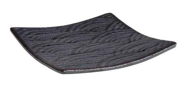 Bandeja APS -DARK WAVE-, 14 x 14 cm, altura: 2 cm, melamina, interior: decoración, exterior: negro, 84904