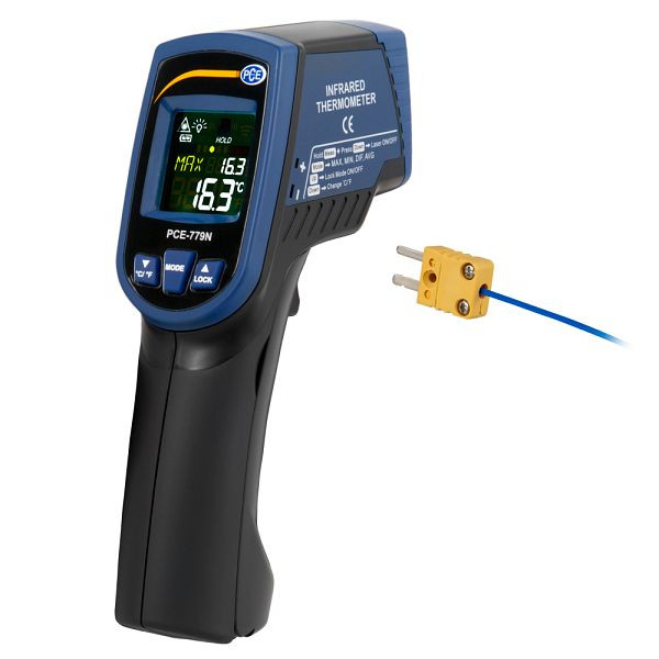 Termómetro infrarrojo PCE Instruments, -60 a +760°C, -64 a +1400°C, doble láser, PCE-779N