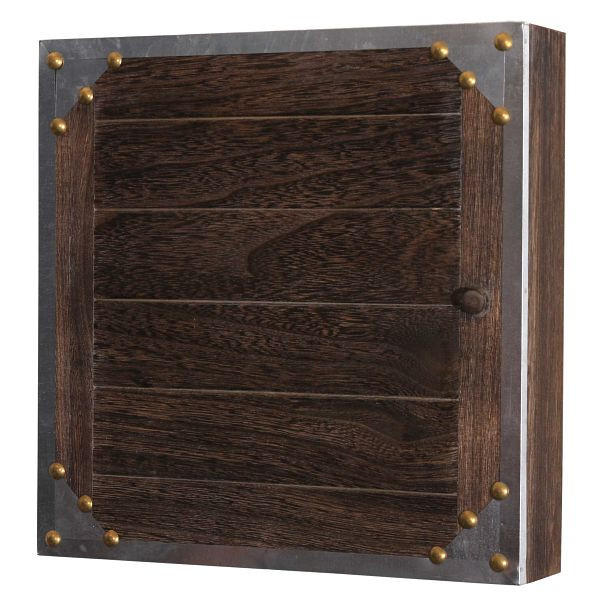 Caja de llaves Virginia de Mendler, caja de madera para armario de llaves, aspecto desgastado vintage 27x27x6cm, marrón, 35461