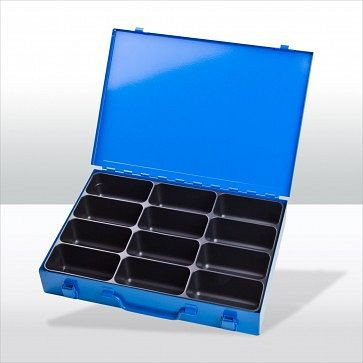 Juego de maletín de herramientas ADB con 12 compartimentos, dimensiones exteriores del maletín LxAnxAl: 33,5x24x5 cm, color: azul, RAL 5015, 88604