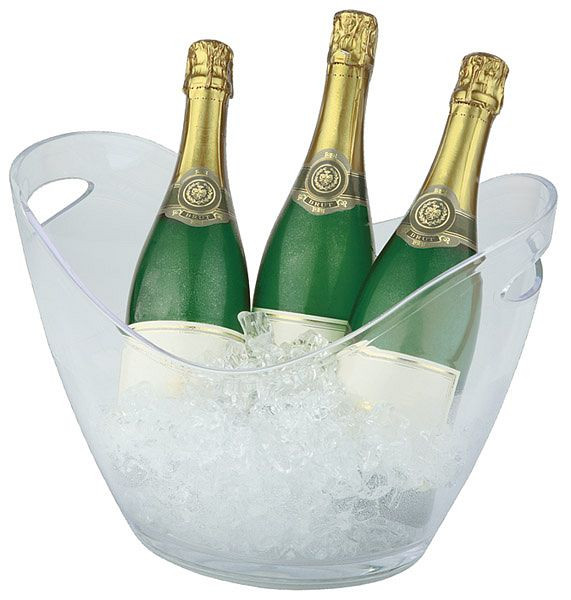 Nevera para vino/champán APS, 35 x 27 cm, altura: 25,5 cm, MS, transparente, 6 litros, con 2 aberturas laterales, apto para varias botellas, 36048