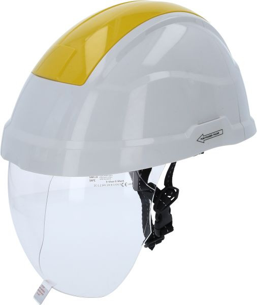 KS Tools casco de seguridad laboral con protección facial, amarillo, 117.0136