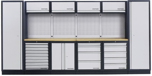 Kraftwerk MOBILIO Sistema de armario de taller de 6 elementos, construcción independiente, sin necesidad de fijaciones, con pared cuadrada perforada, 3964F