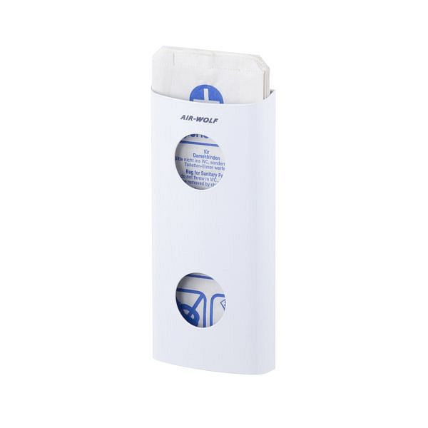 Dispensador de bolsas higiénicas Air Wolf, serie Alpha, alto x ancho x fondo: 262 x 117 x 35 mm, acero inoxidable blanco, 60-139
