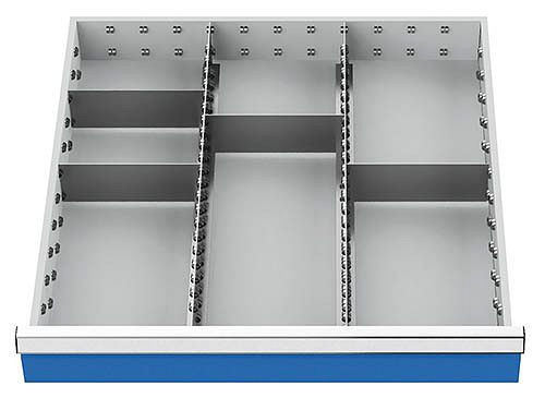Inserto para cajón Bedrunka+Hirth, guías para compartimento central Serie 700, con 4 divisores, 146BLH100A
