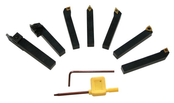 ELMAG Juego de herramientas para tornear plaquitas intercambiables, 7 piezas, 20 x 20 mm, 88068