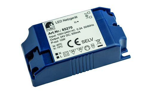 Fuente de alimentación LED rutec 24V 12W IP20 100-240V AC atornillado, 85270