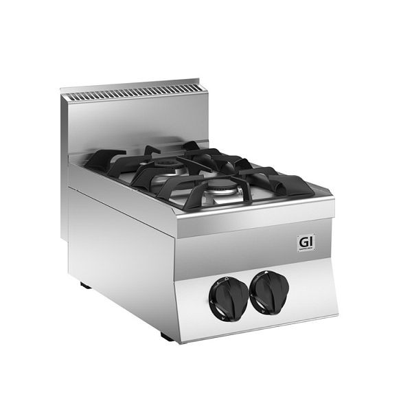 Cocina de gas Gastro-Inox 650 &quot;High Performance&quot; con 2 fuegos, 40cm, modelo de mesa, quemador: 1x 3,5kW + 1x 6kW, 160.001
