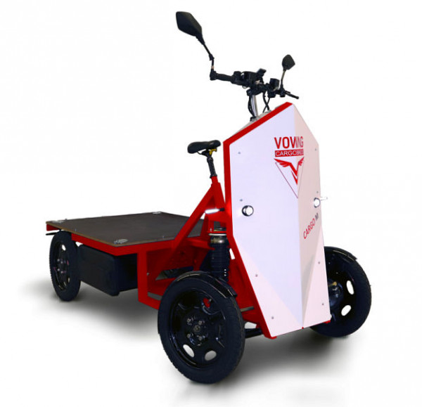 Bicicleta de carga VOWAG CARGO M 8.0, cuadro rojo, lona delantera roja con juego StVZO, tipo 111 / 8.0 / 1 / 1