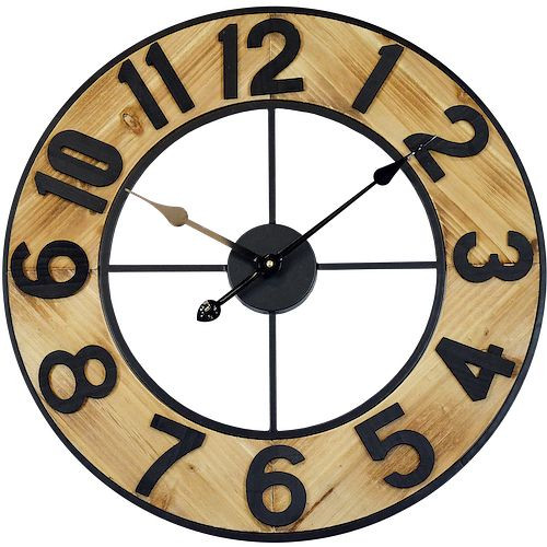 Reloj de pared de cuarzo Technoline, metal, madera, dimensiones: Ø 60 cm, WT 1610
