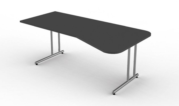 Mesa de forma libre Kerkmann con estructura de patas en C, Start Up, 1950 mm de ancho x 800/1000 mm de profundidad x 750 mm de alto, color: antracita, 11435413
