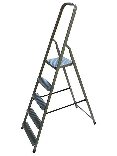 Escalera doméstica VaGo-Tools, escalera plegable, escalera de tijera, 5 peldaños, escalera multiusos, acero, SL-105_kv