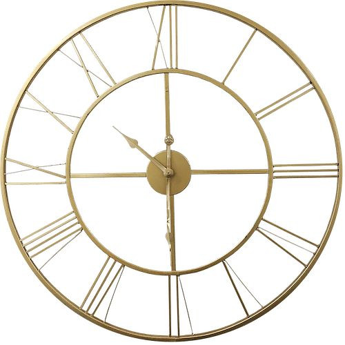 Reloj de pared Technoline de cuarzo dorado, metal, dimensiones: Ø 60 cm, 775539