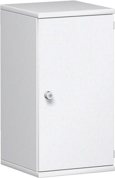 geramöbel armario con puerta batiente 1 balda decorativa, con llave, cerradura izquierda, 400x425x768, blanco/blanco, N-10DL204-WW