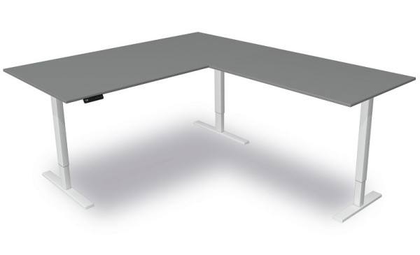 Mesa para sentarse y pararse Kerkmann A 2000 x P 1000 mm con elemento adicional, altura ajustable eléctricamente de 720 a 1200 mm, Move 3, color: grafito, 10382612