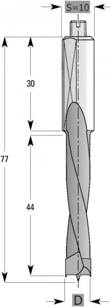 Taladro de espiga Edessö HW S10, fresado posterior, A: 6, B: 44, GL: 77 - RH, 143806001